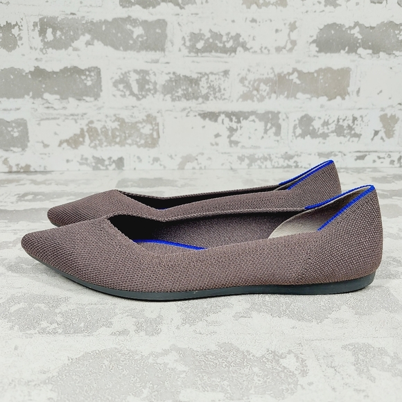 New Rothy's The Flat Tan Knit Pointy Toe Slip On Loafers W296